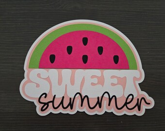 Sweet Summer Watermelon scrapbook title embellishment handmade paper piecing