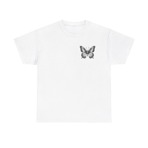 Unisex Heavy Cotton Tee, Elegance in Flight: Butterfly Design T-Shirt" butterfly, casual, quality, gift,