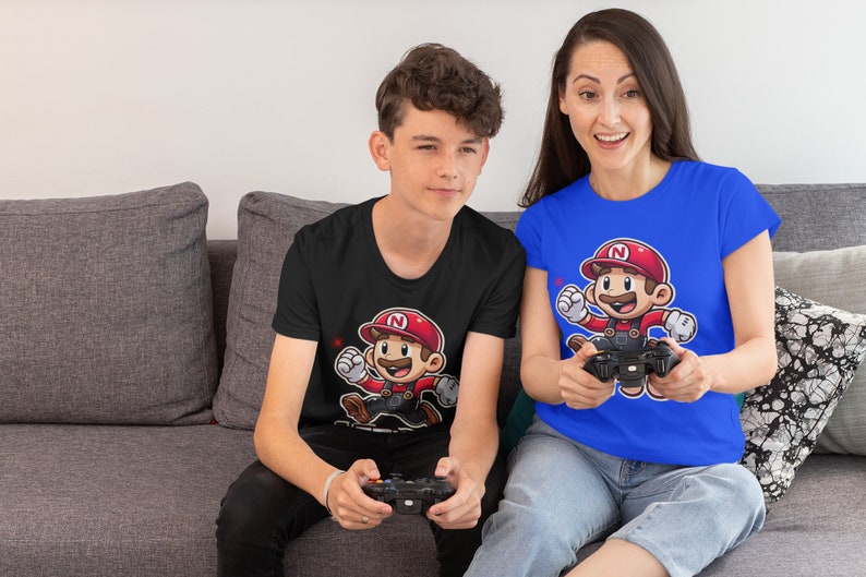 Kids Heavy Cotton™ Tee, "Smiling Plumber Adventures T-Shirt" GAME image 1