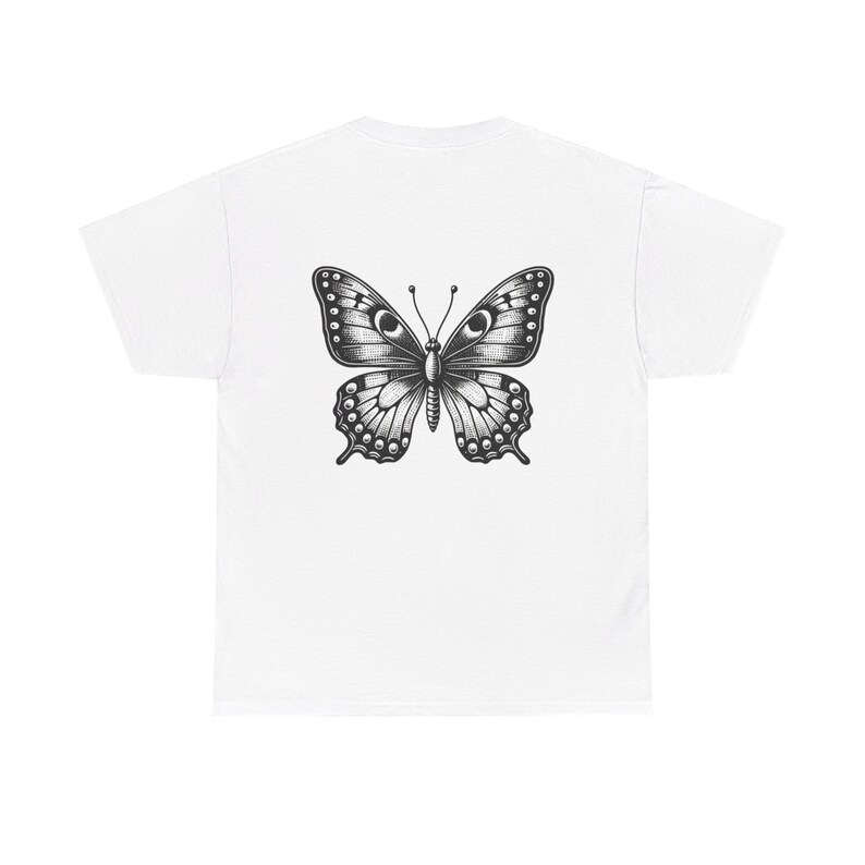 Unisex Heavy Cotton Tee, Elegance in Flight: Butterfly Design T-Shirt" butterfly, casual, quality, gift, image 10