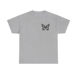 Unisex Heavy Cotton Tee, Elegance in Flight: Butterfly Design T-Shirt" butterfly, casual, quality, gift, image 6