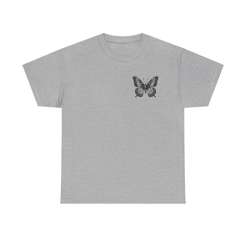 Unisex Heavy Cotton Tee, Elegance in Flight: Butterfly Design T-Shirt" butterfly, casual, quality, gift, image 6