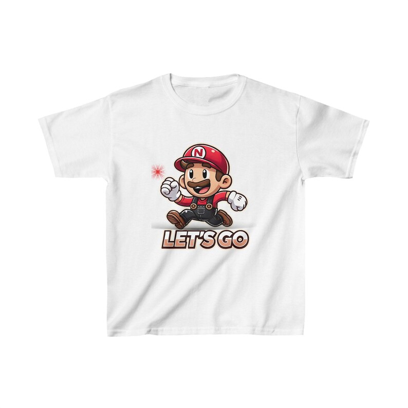 Kids Heavy Cotton™ Tee, "Smiling Plumber Adventures T-Shirt" GAME image 7