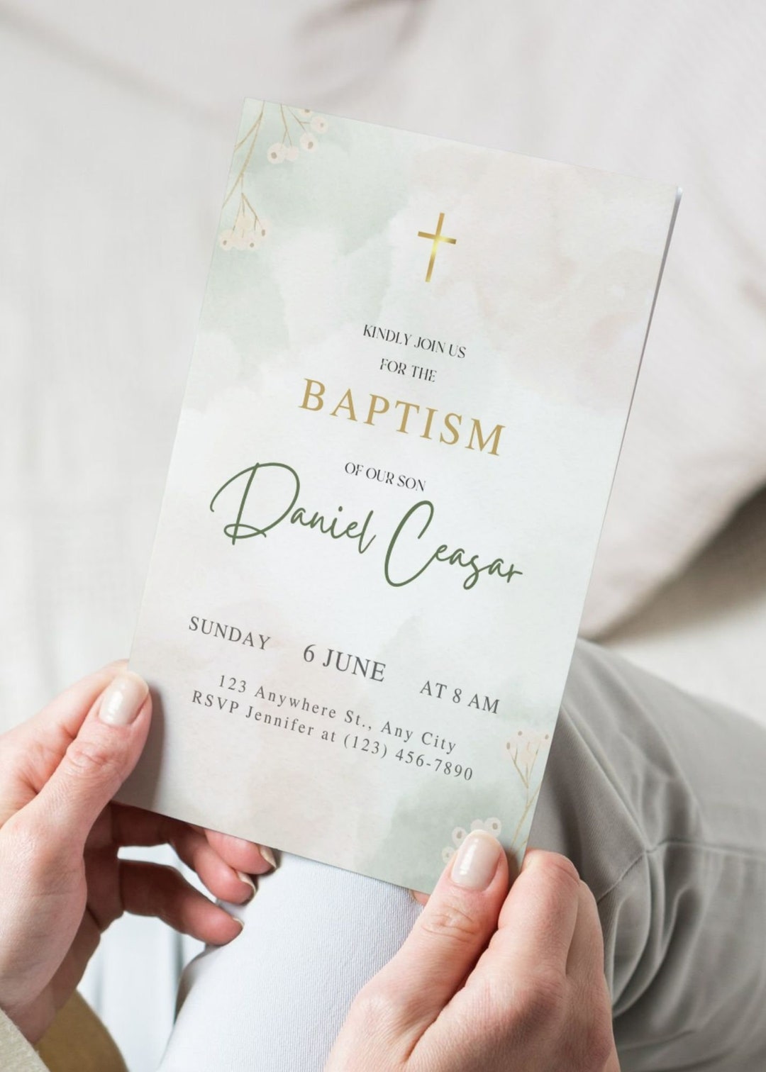 Baptism Invitation Template, Printable Boy Baptism Invite, Simple ...