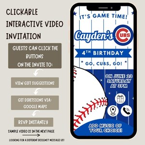 Invito alla festa di baseball dei Chicago Cubs MODIFICABILE per QUALSIASI ETÀ Invito di compleanno Invito Rookie dell'anno Invito elettronico