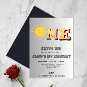 Convite de aniversário Little Sunshine, Convite Sun, Convite de primeiro aniversário Sunshine, Menina de primeiro aniversário, Nosso primeiro aniversário Little Sunshine