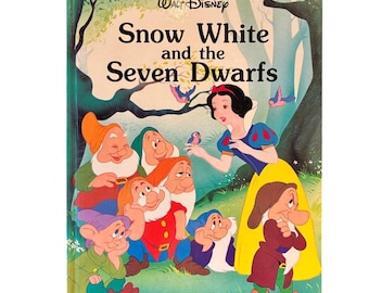 Libro vintage del 1986 dei classici Walt Disney Biancaneve e i sette nani, copertina rigida.