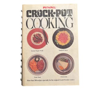 Vintage kokbok från 1975, Rival Crock Pot, spiralbunden, EUC
