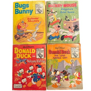 Vintage Lot of 4 Big Little Books, Mickey, Donald, Bugs 60&#39;s-70&#39;s
