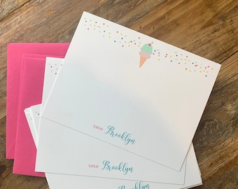 Ice Cream Cone Note Cards Set of 12