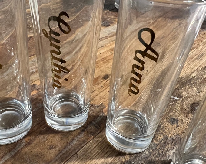 Personalized shot glass- birthday, fraternity, sorority gift- party favor- all occasion gift- fun gift- place setting wedding