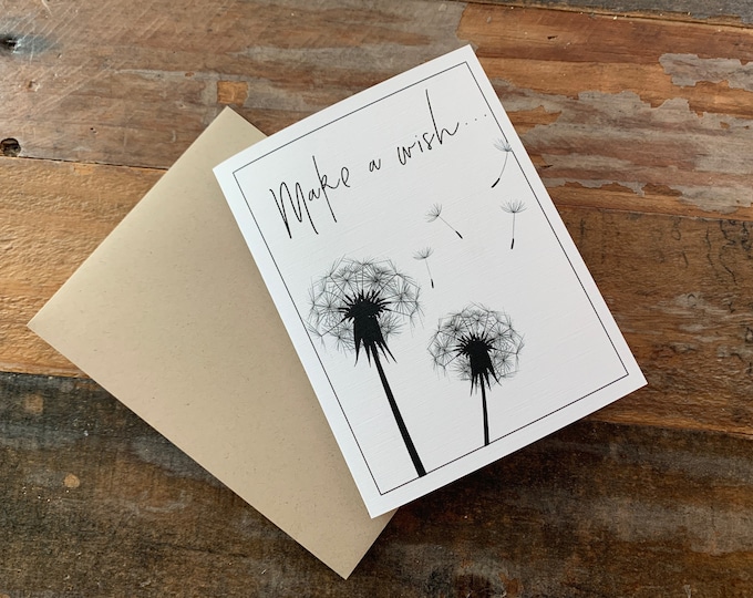 Note Card Dandelion “Make a Wish” Blank NoteCard