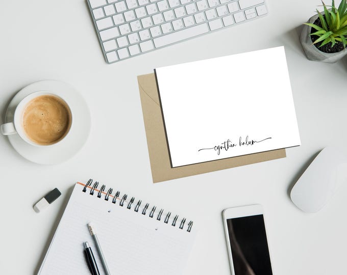 Personalized Name Note Cards with swashes -  Set of 12 - BEST SELLER