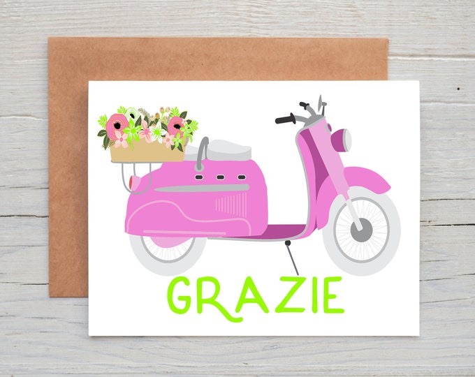 Grazie note card, thank you