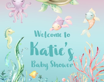 Under the sea Baby Shower Sign - welcome sign - Digital Download