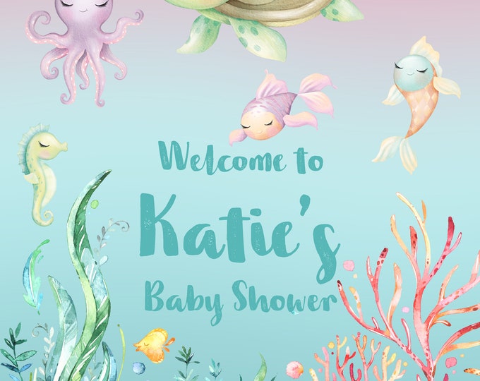 Under the sea Baby Shower Sign - welcome sign - Digital Download