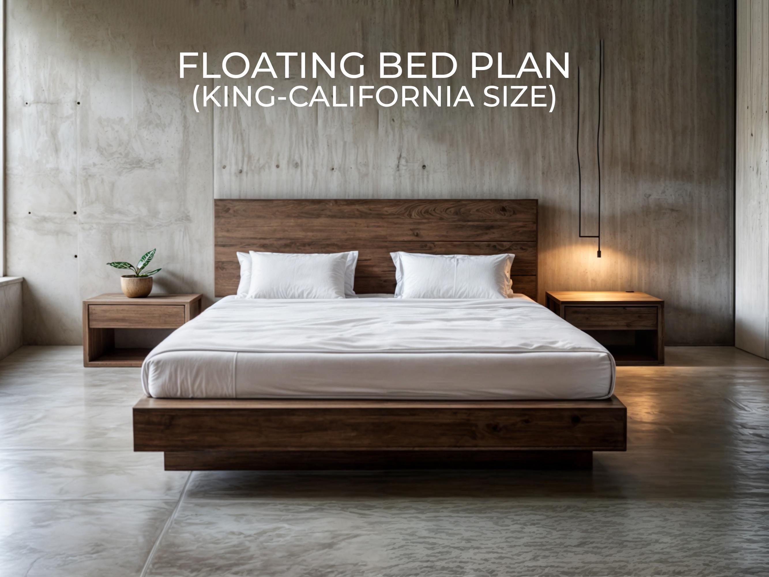 DIY Floating Bed Frame Build Plan King Bed Frame King Headboard Minimalist Bed Frame Low Profile Bed Woodworking Plans Etsy Canada