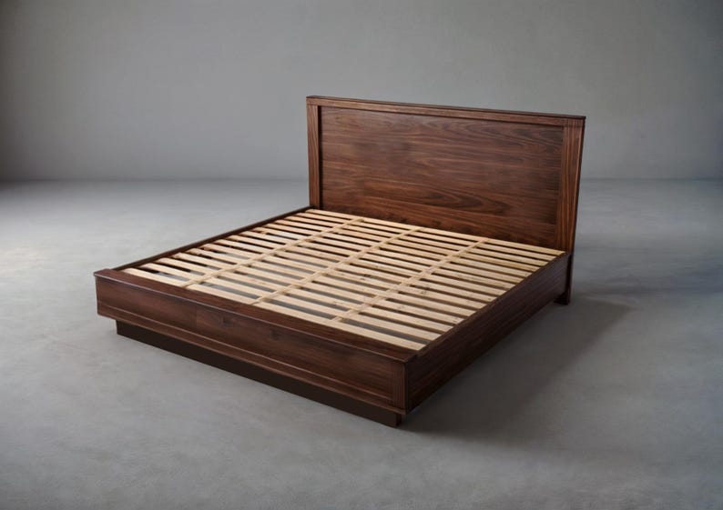 Picture of Garvee Full Bed Frame Wood Platform Bed with Fluted Design Low Profile ...