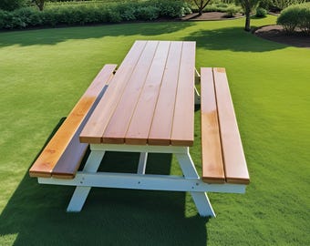 DIY backyard Patio- Picnic table plans- 8ft table- 8ft bench- Outdoor Bench plan- Garden bench plans- DIY Patio Furniture- Patio Bench plans