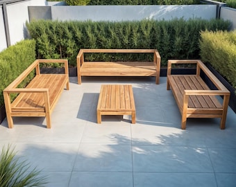 DIY Patio Sofa Set and Coffee Table Build Plan, Patio bench and table plan, DIY Patio Furniture Plans, Outdoor Sofa Plans ,Woodworking Plans