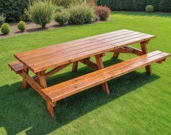 Picnic table plans- 8ft picnic table- DIY picnic table- bench plan- Outdoor Furniture- Diy outdoor table- Outdoor table plan