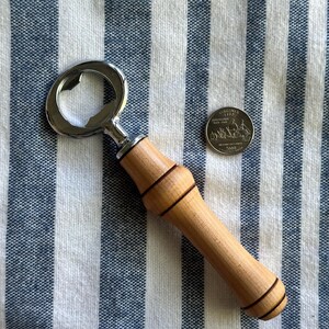 Maple Wood and Chrome Bottle Opener - Handmade - Hand Turned - Christmas Gift