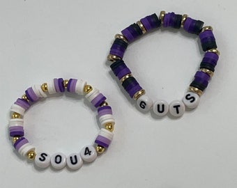 Olivia Rodrigo Guts and Sour inspired friendship clay beaded bracelets with a gold touch