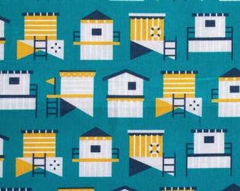 Sunkissed - Beach Hut - fabric by the half yard - by LEMONNI x FIGO Fabrics