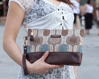 Intérieur italien & cuir Pochette sac Géométrique en Marron