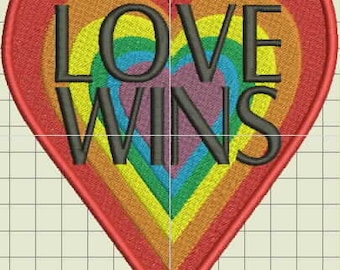 Love Wins Rainbow Heart Digitized Embroidery Design Files