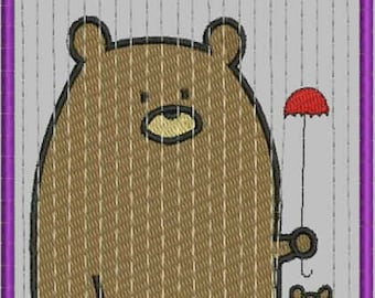 Bears In Rain Digitized Machine Embroidery Design Files