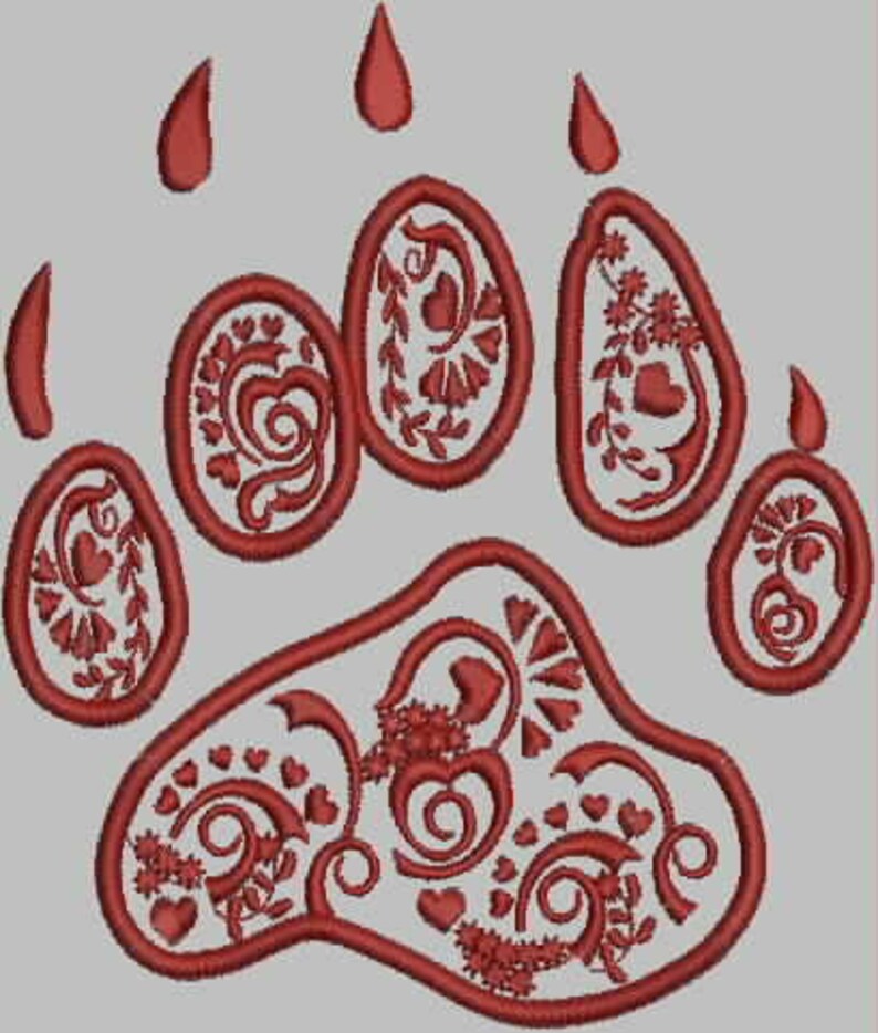 Damask Bearcat Paw Digitized Embroidery Design Files Etsy