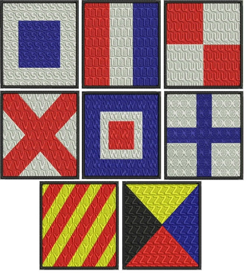 Nautical Flag Coaster Embroidery Designs Collection in the Etsy