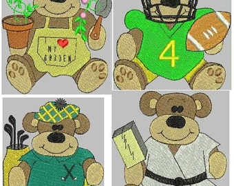 Bears at Work and Play Digitized Machine Embroidery Designs Collection 04