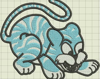 Blue Tiger Digitized Embroidery Design Files