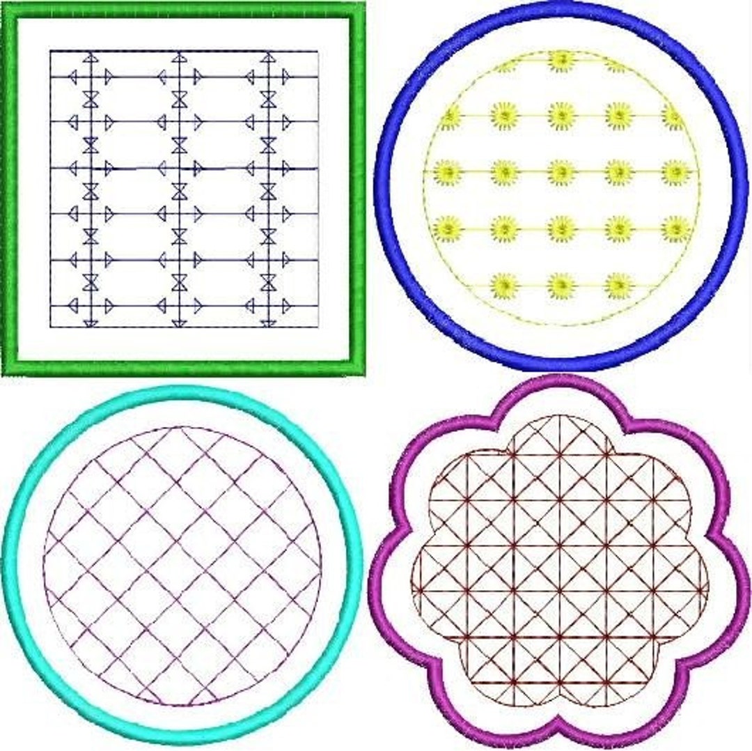 Drink Coaster Embroidery in the Hoop Design Set Files - Etsy