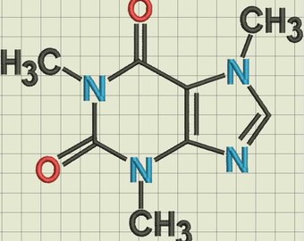 Caffeine Molecule Digitized Machine Embroidery Design Files