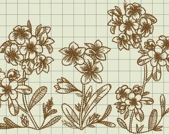 Crocus Floral Outline Machine Embroidery File