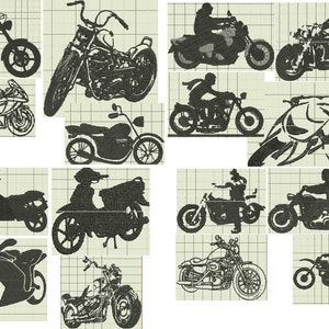 Motorrad Silhouette digitalisierte Stickerei Design Dateien Sammlung