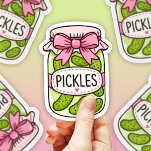 Adesivo Coquette Pickle Jar / Adesivo trendy Dill Pickle / Adesivo alimentare carino per gli amanti dei sottaceti