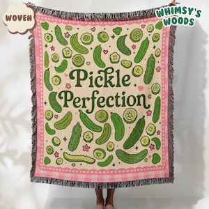 Pickle Woven Blanket | Funny Foodie Throw for Pickle Lovers | Cozy Dill Pickle Home Decor | Cottagecore Kitchen Gift | Cute Sofa Blanket