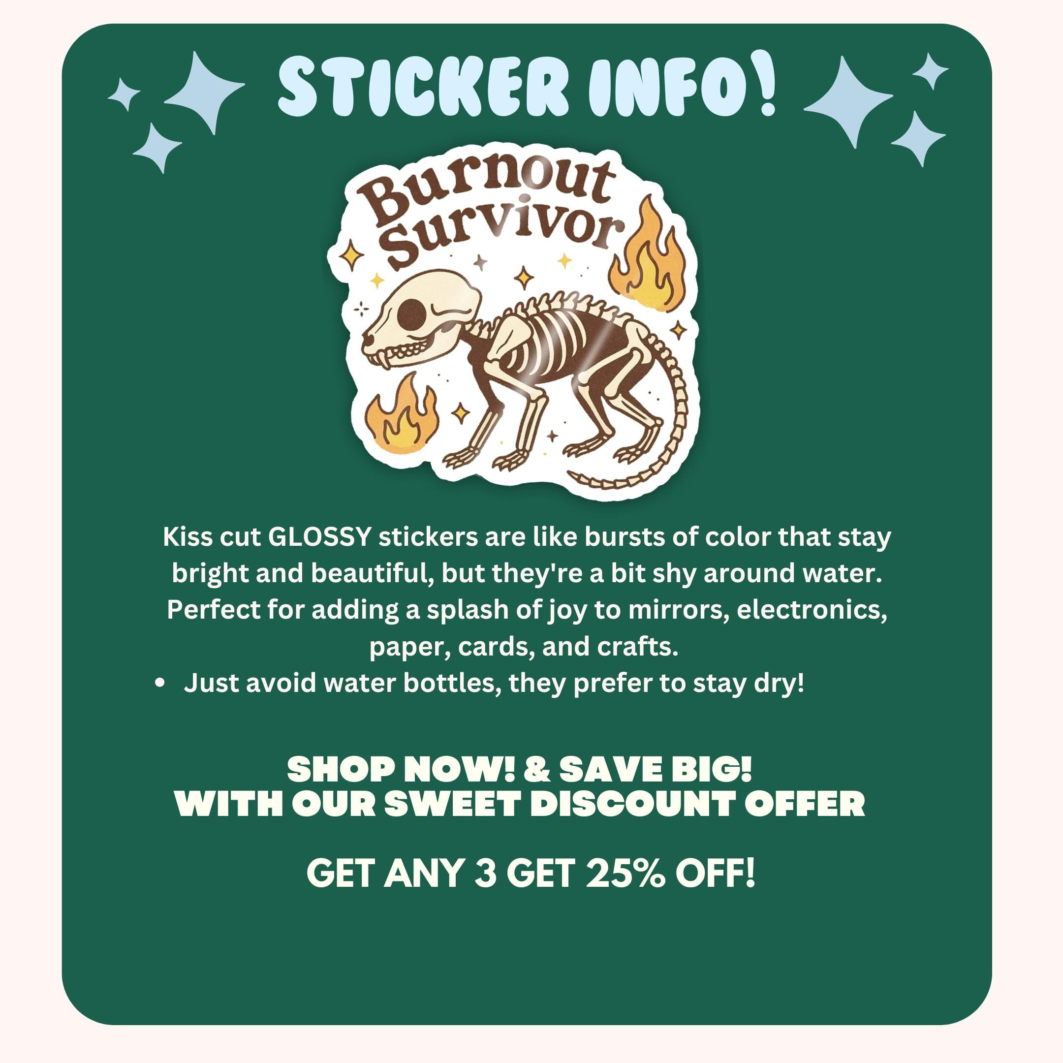 Burnout Survivor Raccoon Sticker, Funny Grad or Retirement Gift, Cute ...
