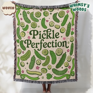 Pickle Woven Blanket | Funny Foodie Throw for Pickle Lovers | Cozy Dill Pickle Home Decor | Cottagecore Kitchen Gift | Cute Sofa Blanket
