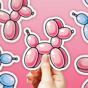 Balloon Animal Dog Sticker Cute Pet Puppy Decal, Kids Room Decor, Fun Animal Lover Gift, Birthday Party Favor, Planner Sticker Pack