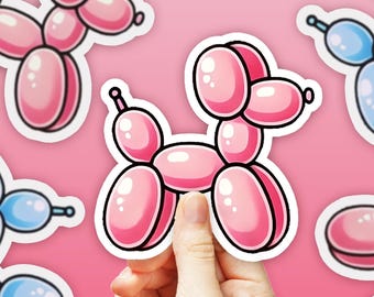 Balloon Animal Dog Sticker Cute Pet Puppy Decal, Kids Room Decor, Fun Animal Lover Gift, Birthday Party Favor, Planner Sticker Pack