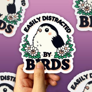Adesivi per birdwatching, facilmente distratti dagli uccelli, regalo divertente per birdwatcher, uccelli retrò vintage, decorazioni carine per gli amanti degli uccelli, adesivi sulla natura