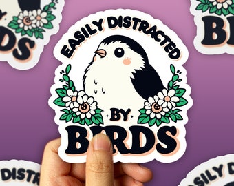 Bird Watching Stickers, Easily Distracted by Birds, Funny Bird Watcher Gift, Retro Vintage Birds, Cute Bird Lover Decor, Nature Stickers