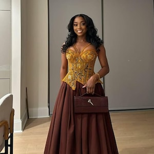 African wedding corset outfit, African  women corset attire, African Corset prom dress, African engagement dress, African  wedding wear