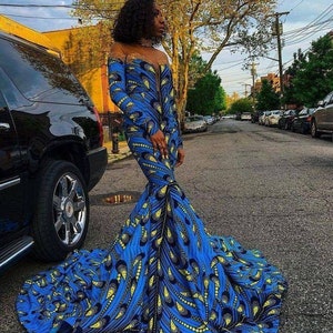 African Prom dress, African wedding dress, Ankara women attire, African Ankara Thanksgiving dress, African engagement dress, African Ankara