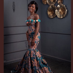 African Ankara prom dress, African Ankara wedding attire, African Fashion dress, African engagement dress, African Ankara women attire
